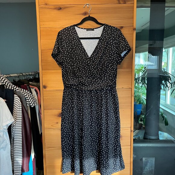 OUGES Black and White Polka Dot Dress - L - Picture 7 of 8